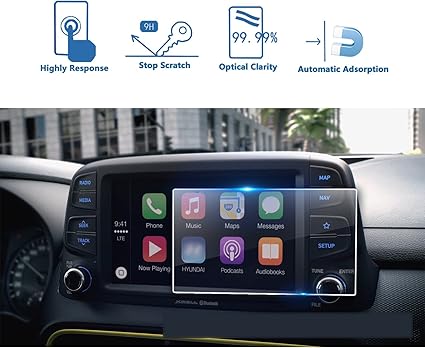 lfotpp 2023 kona screen protector for 2018 2021 2022 2023 kona ultimate 8 inch n and n line trims tempered glass scratch resistant protective film