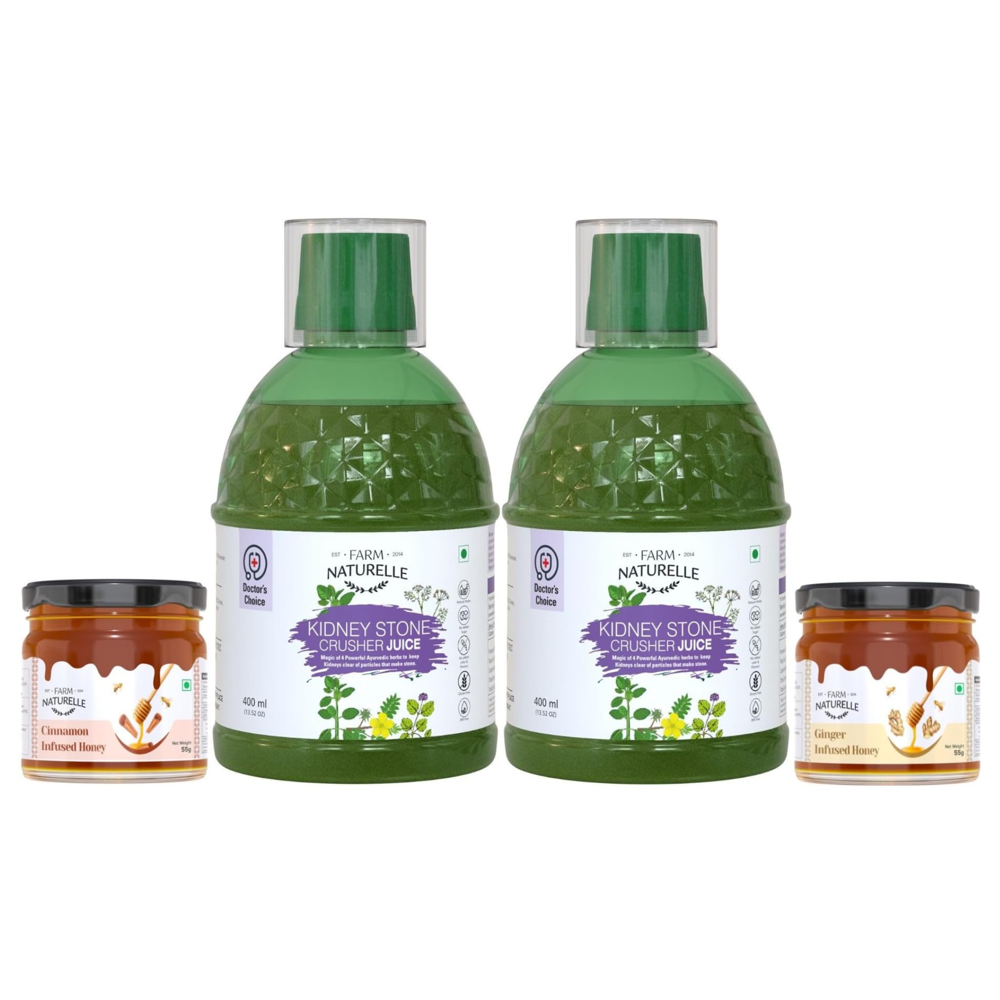 Farm Naturelle - Kidney Stone Crusher-Breaker Juice (Patharchatta Juice), 400Ml 1+1 Free (Pack Of 2) And Free InfusedHoney 55g x 2-image-46