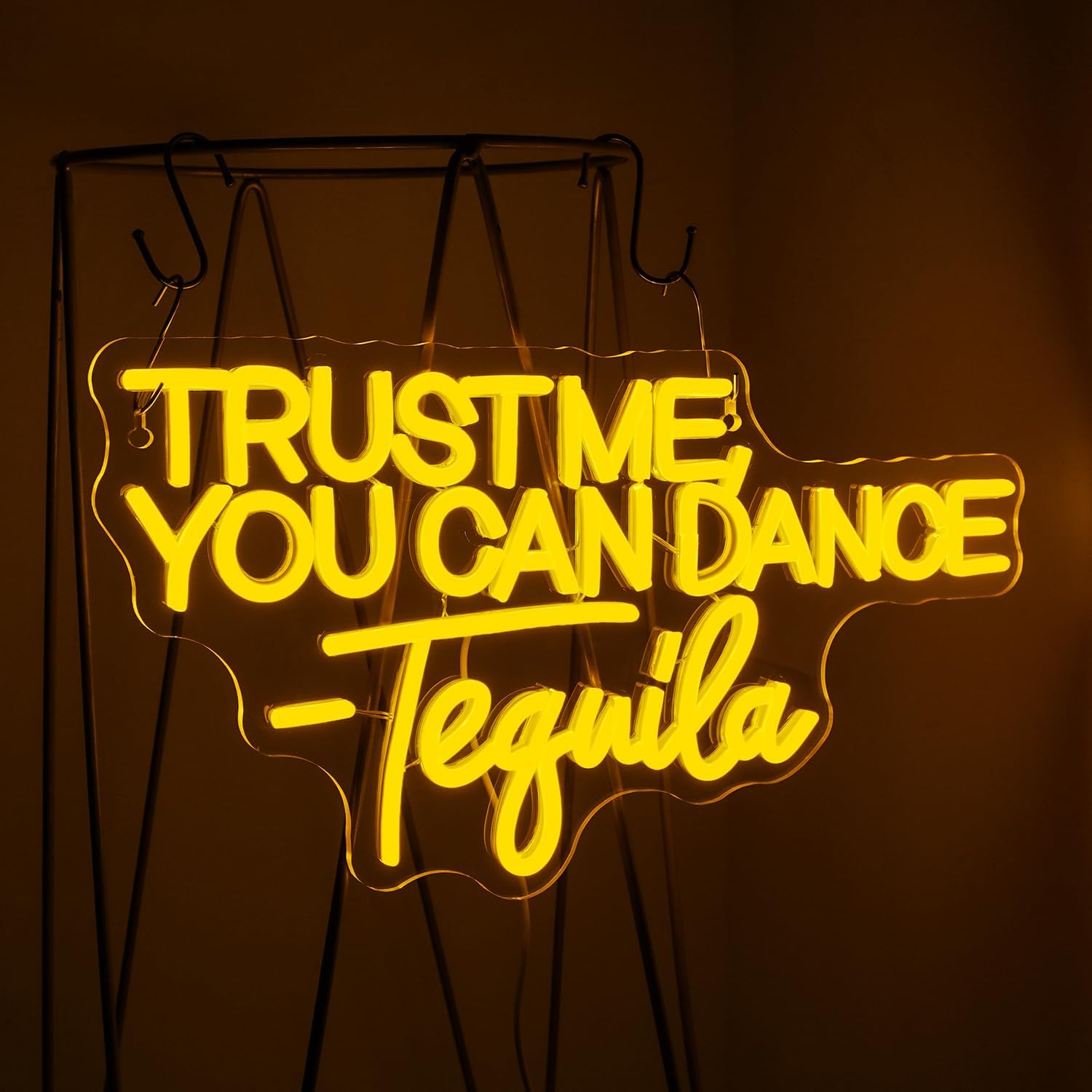 Trust Me You can Dance Tequila Neon Sign Yellow Letter Neon Lights Vibrant Orange Neon Bar Signs for Wall Decor USB Light Up Sign for Home Bar Man Cave Party Club Restaurant