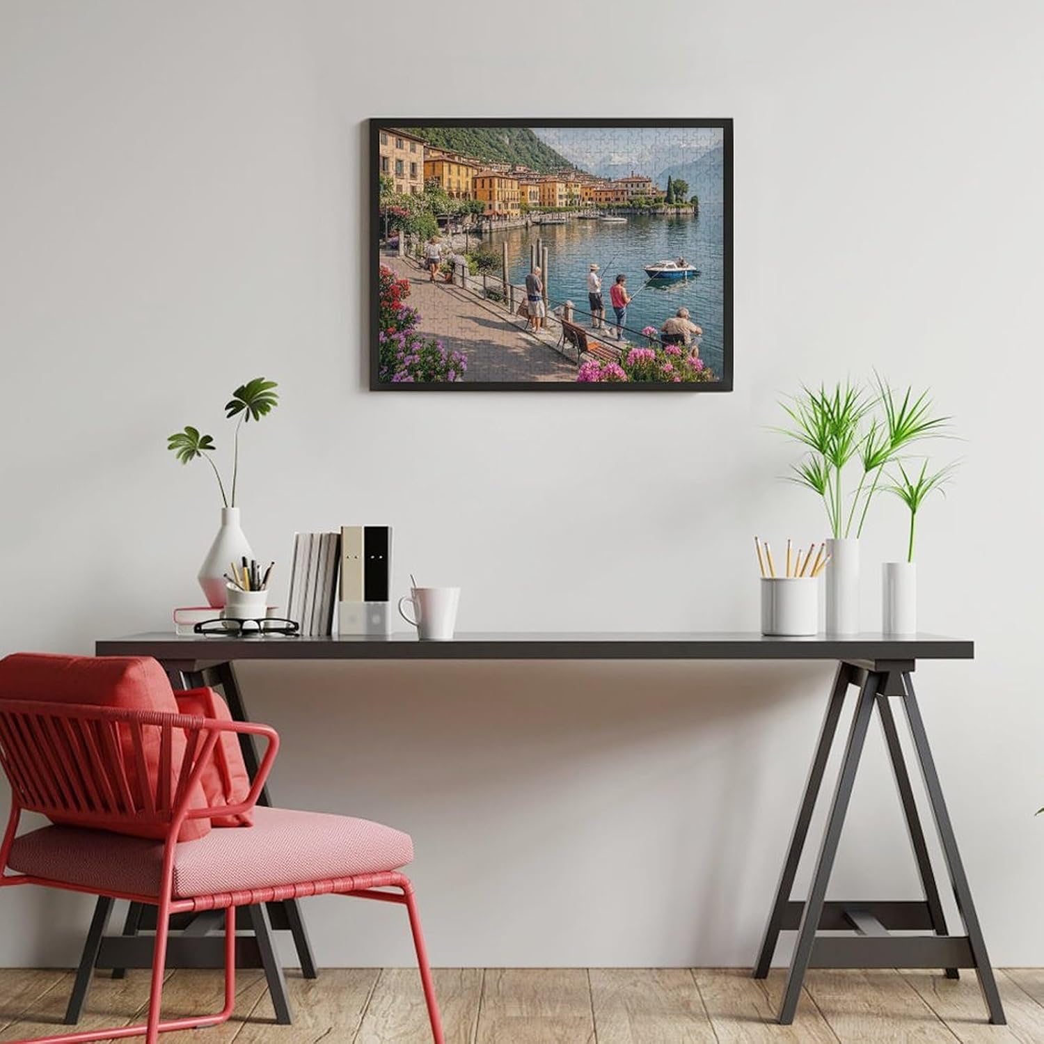 Italy Famous Scenery Lake Como Wooden Puzzle, 1000 Pieces Jigsaw, Stunning Lake Como Landscape, Fun Mindful Activity