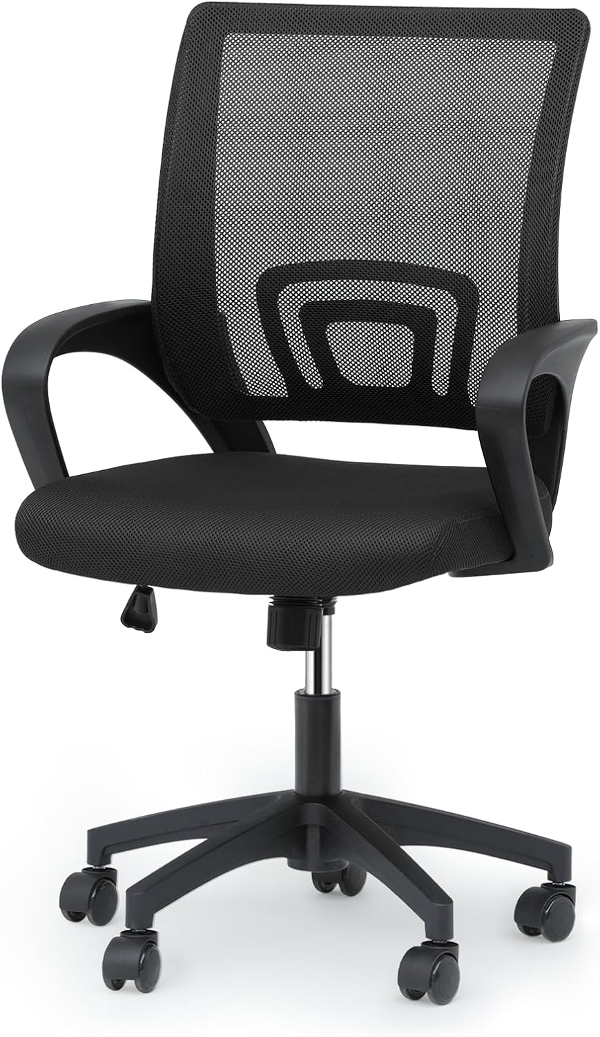 Magshion Ergonomic Office Desk Chair, Mid-Back Mesh Computer Chair, Swivel Chair with Breathable Backrest & Lumbar Support, Adjustable Height for Gaming, Work, Study, 300 Lbs Capacity, Black