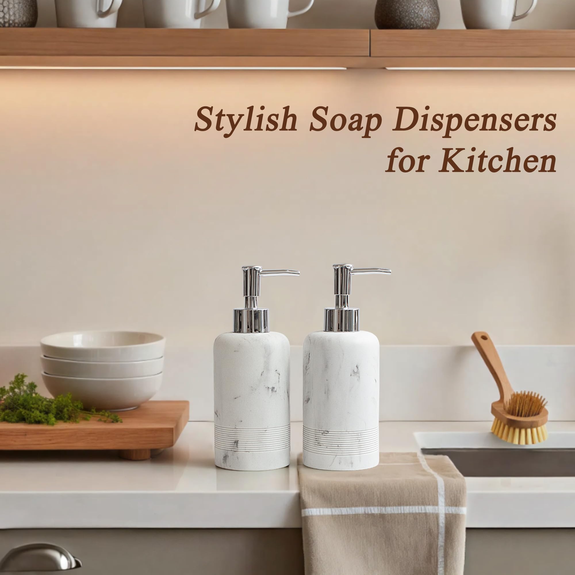 YMXYJM Dispensador de jabón con bomba de acero inoxidable a prueba de óxido, dispensador de jabón líquido recargable para baño, dispensador de jabón de cocina premium, color blanco