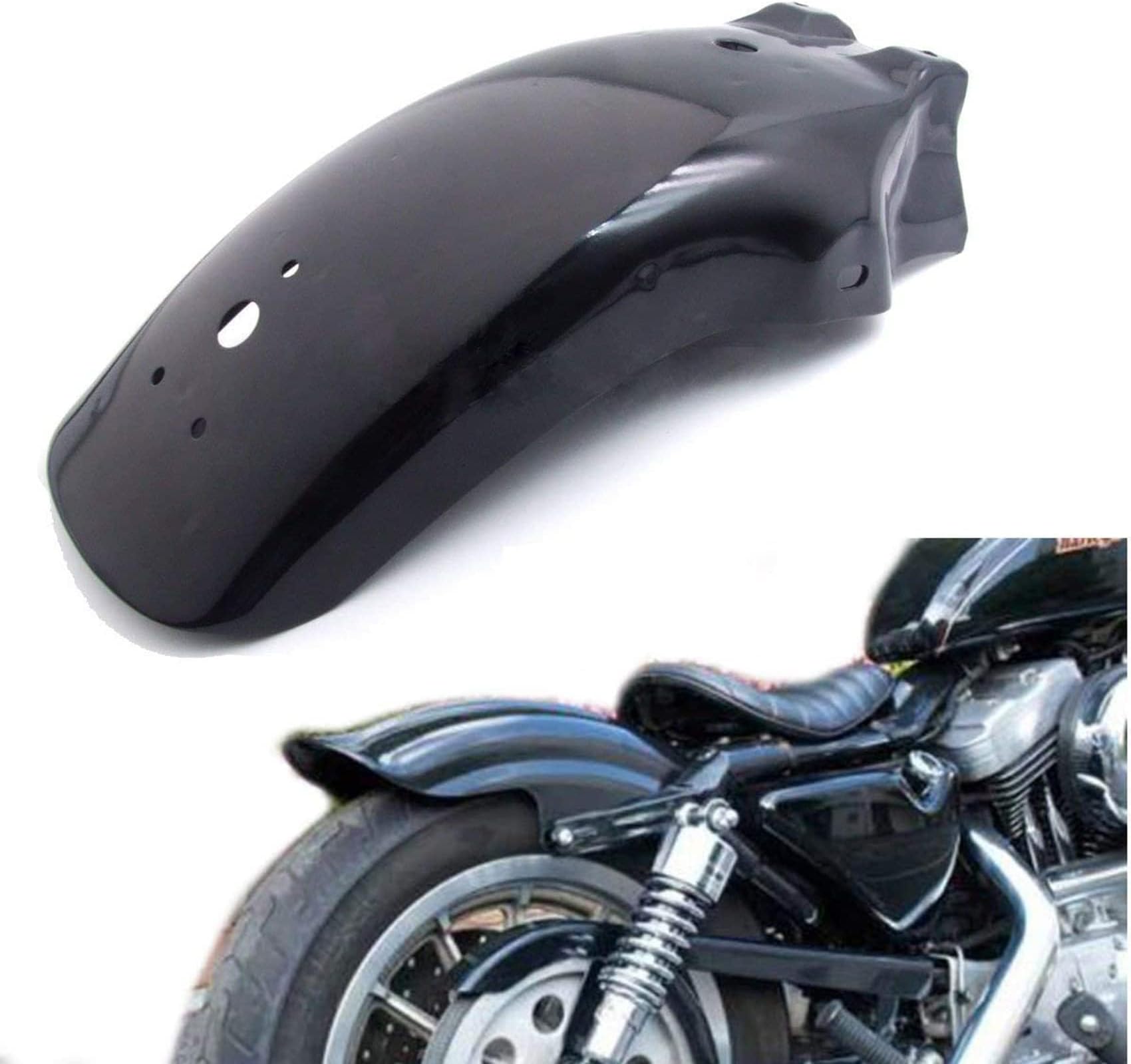 Motorcycle Fender Metal Rear Fender Motorcycle Mudguard Splash Guard Wheel Cover Fenders for Harley Cruiser Chopper Bobber Suzuki Black