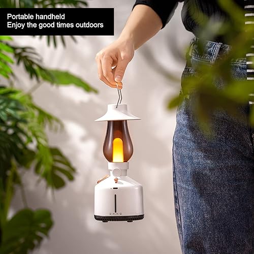 Miniatura 2 de Lámparas de mesa retro con altavoz Bluetooth, lámpara de noche de música vintage, altavoz Bluetooth de mano con luz de vela regulable, efecto de