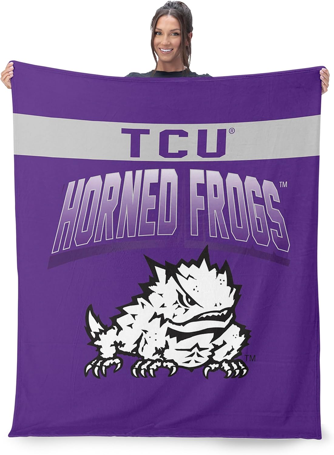 Northwest TCU Horned Frogs NCAA Bevel Silk Touch Throw Blanket 50x60 inches - Image 2