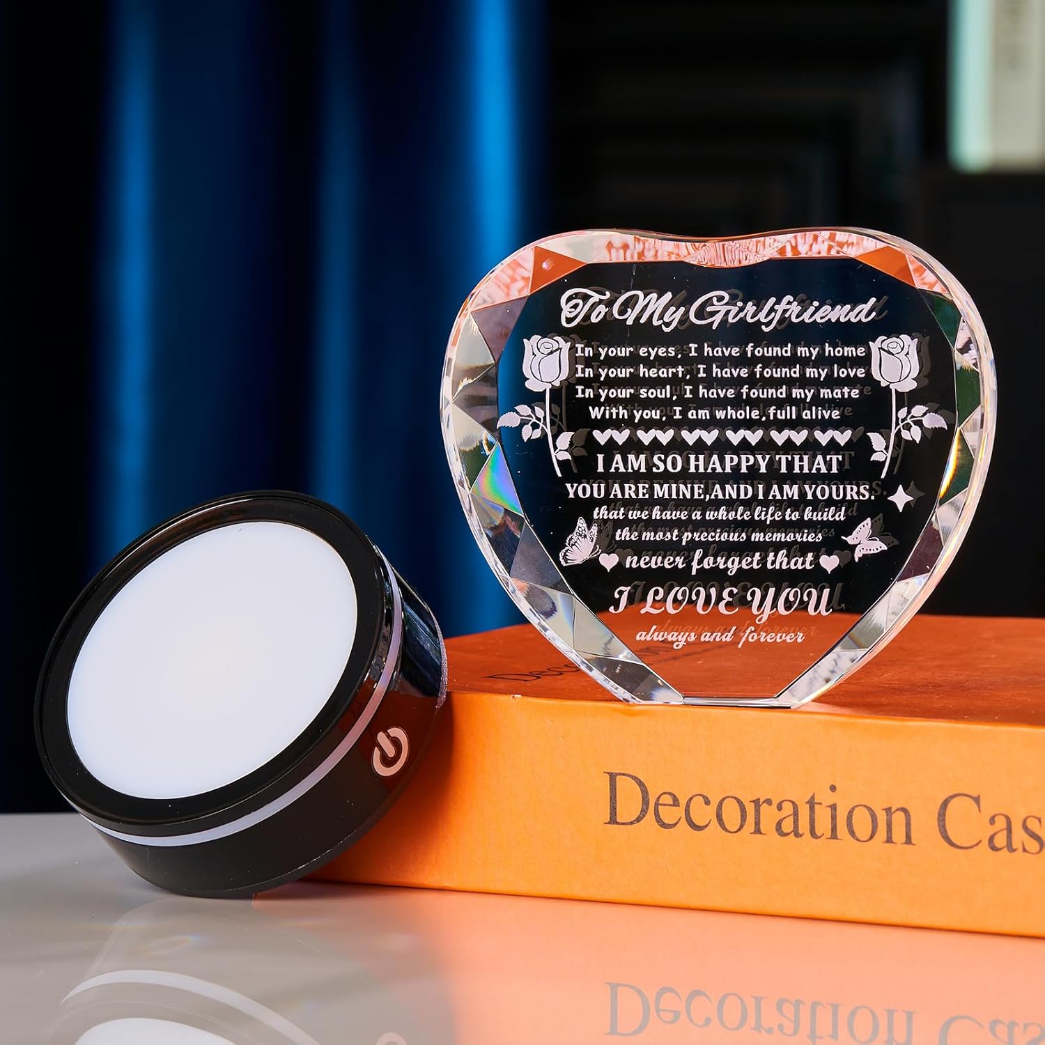 Valentines Day Gifts for Girlfriend Romantic Heart Gift for Her Best Birthday with Ideas to My Girlfriend Crystal Keepsakes Anniversary I Love You Gifts for Her from boyfriend (Girlfriend Gifts)