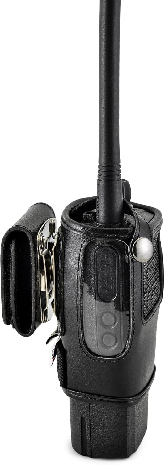 One-Day Sale: Up to 60% Off Turtleback Carry Holder for CP200d Fire and Police Security Two Way Radio Belt Clip Holster Case, Black Leather Pouch with Heavy Duty Rotating Ratcheting 2.25 Belt Loop Made in USA