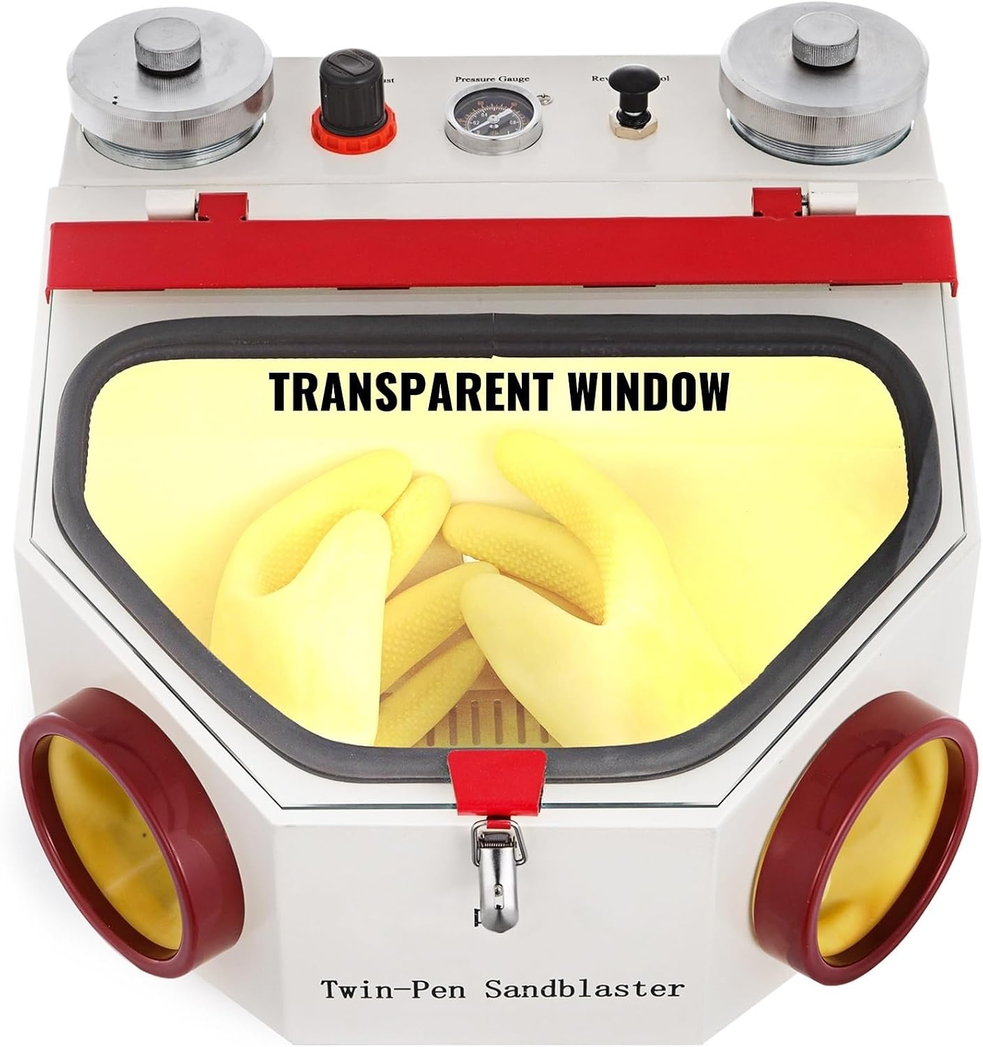 Lab Sandblaster Equipment 2 Pen+ Tanks with LED Light Large View Window and Foot Pedal Control for Removing Oxides,High Efficiency