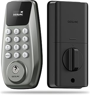 DESLOC C100 Keyless Entry Door Lock with Keypad - Smart Deadbolt Lock for Front Door with 2 Keys - Auto Lock - Easy Installation, 100 PIN Codes, IP54 Waterproof, BHMA Grade 3, Nickel