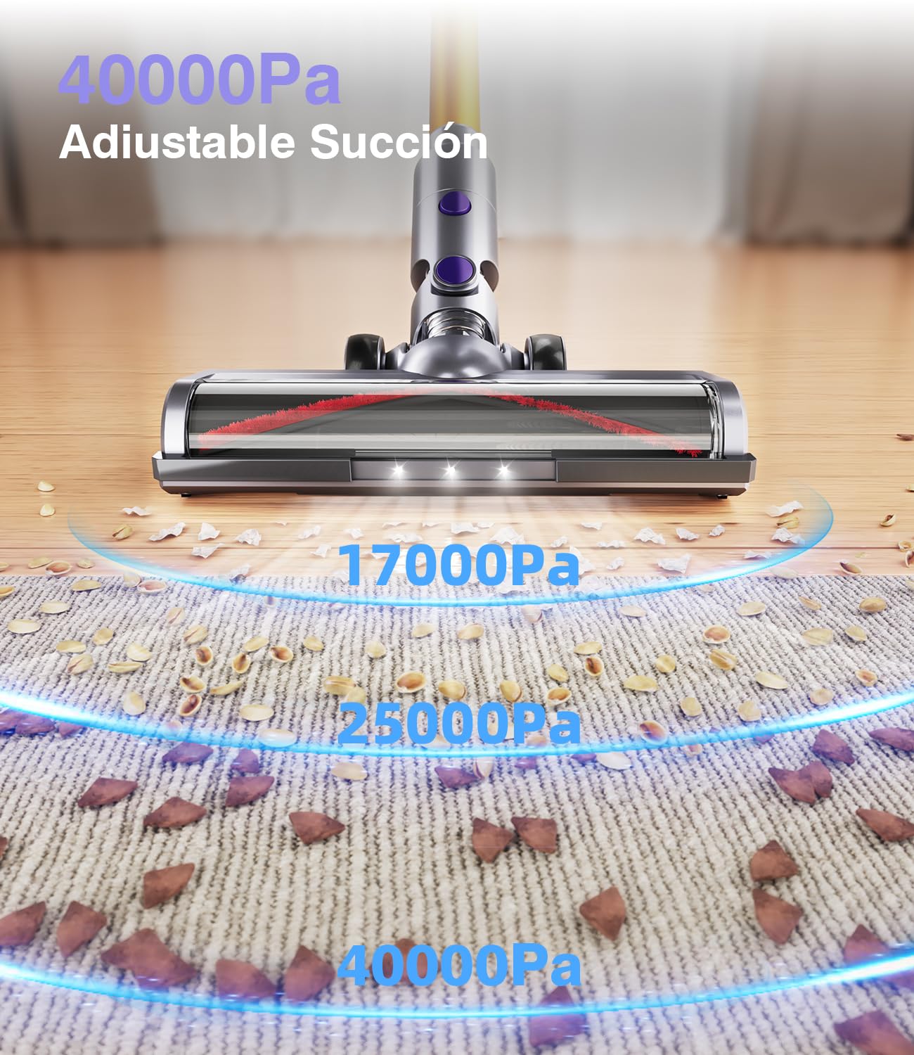 40KPa/450W Aspiradora sin Cable, aspiradora sin Cable Potente hasta 50 Mins, con Smart Screen y Cepillo Antienredos, Alfombra Pelo Mascota Suelo Sofá[Clase de eficiencia energética A+++] (V8) — view 2