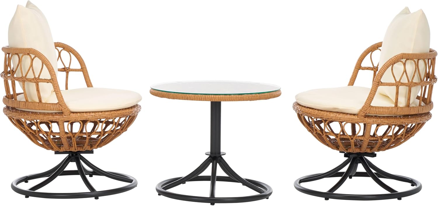 SAFAVIEH Outdoor Collection Colby Natural/Beige 3-Piece Patio Set