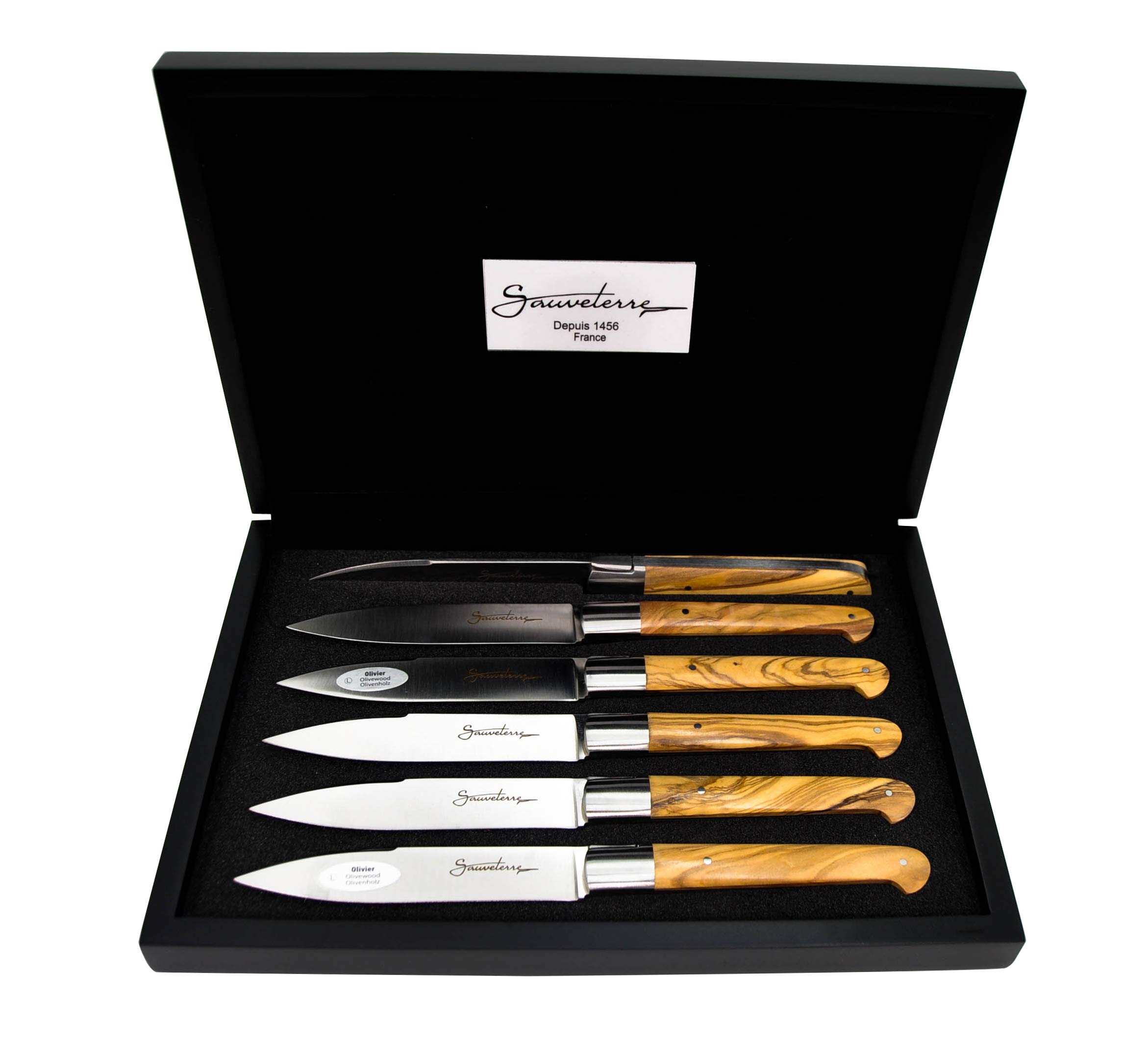 Amazon.com: Sauveterre Stainless Steel Steak Knives 6-Piece Set with Olive  Wood Handle: Home & Kitchen