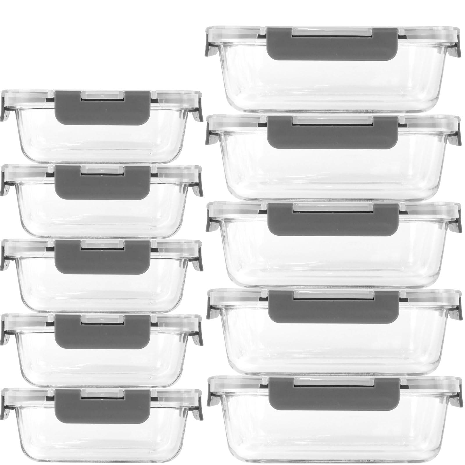 Frischhaltedosen mit Deckel 10er Set Glasbehälter Meal Prep Boxen Auslaufsicher & BPA-frei Luftdichte Glas Vorratsdosen für Küche Lebensmittel Aufbewahrung Behälter & Mittagessen (5x 1000ml, 5x 400ml)