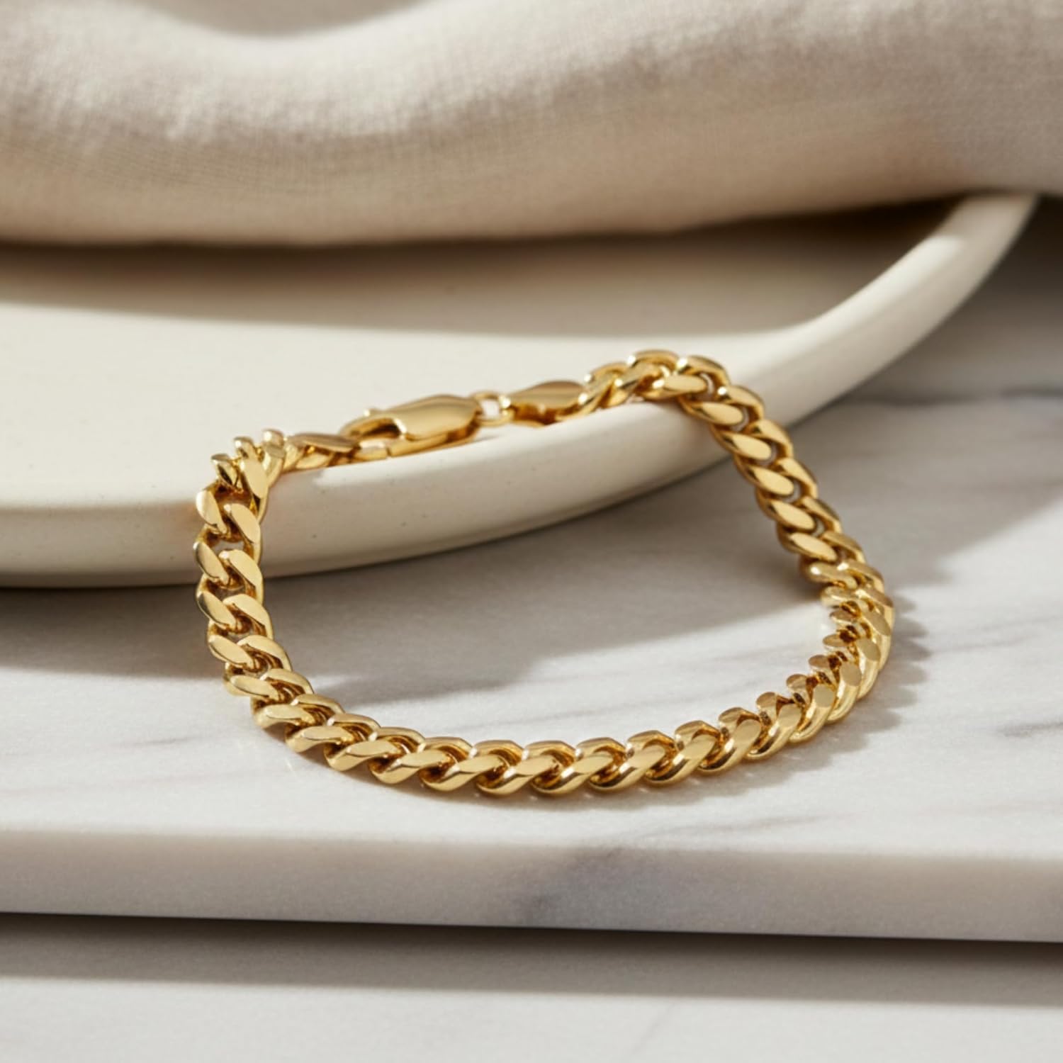 4.5mm-6.0mm 14K Solid Gold Miami Cuban Curb Bracelet for Women & Men - 14K Real Gold Cuban Curb Bracelet for Men & Women Jewelry Gifts - Image 4