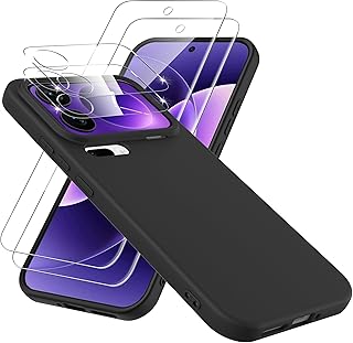 WFTE Coque pour Xiaomi 17 Pro Max avec 2 Pièces Verre Trempé Protection en Silicone Liquide Souple Cover Antichoc avec Protege Housse Étui pour Xiaomi 17 Pro Max – Noir