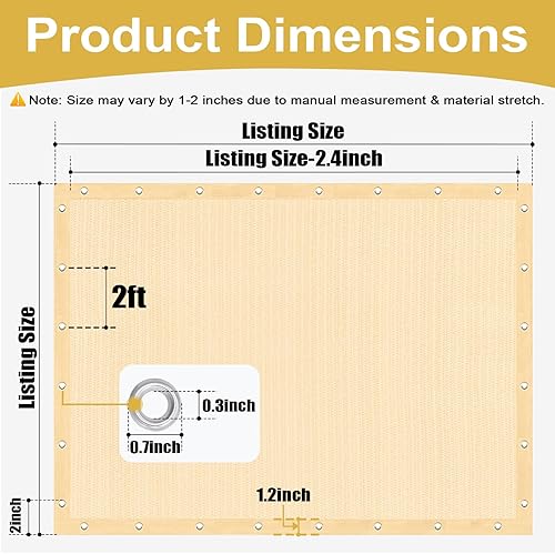 Miniatura 8 de Shade&Beyond - Tela de sombra con 90% de protección solar y ojales, toldo para pérgola, protector solar de lona de malla para patio, exteriores