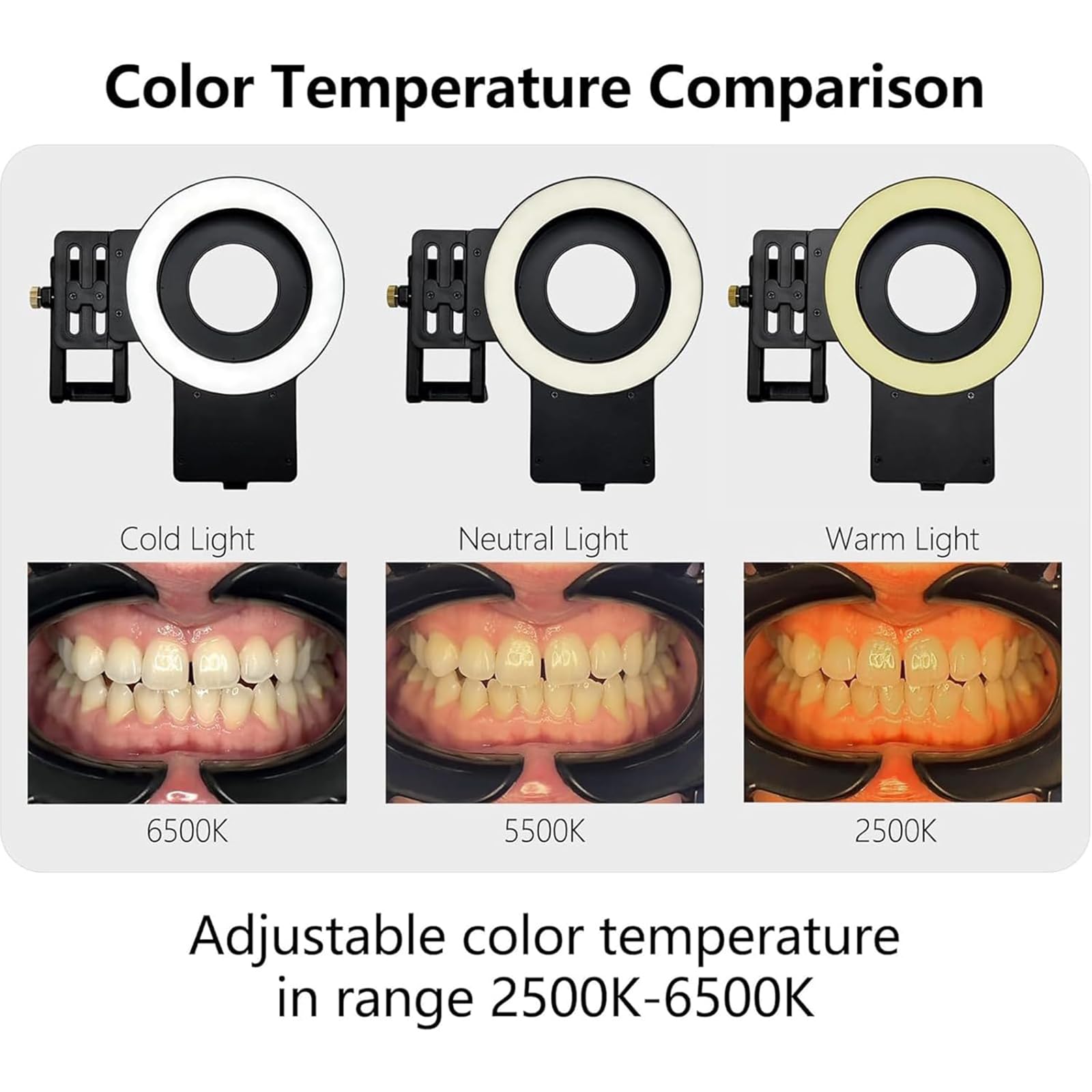 Luz LED De Relleno Bucal Para Odontología, Luz De Relleno Para Cámara De Teléfono Móvil Con Filtro De 49 Mm Y Lente Macro De 100 Mm, Temperatura De Color De 2500 K a 6000 K, Para Salón En Casa.