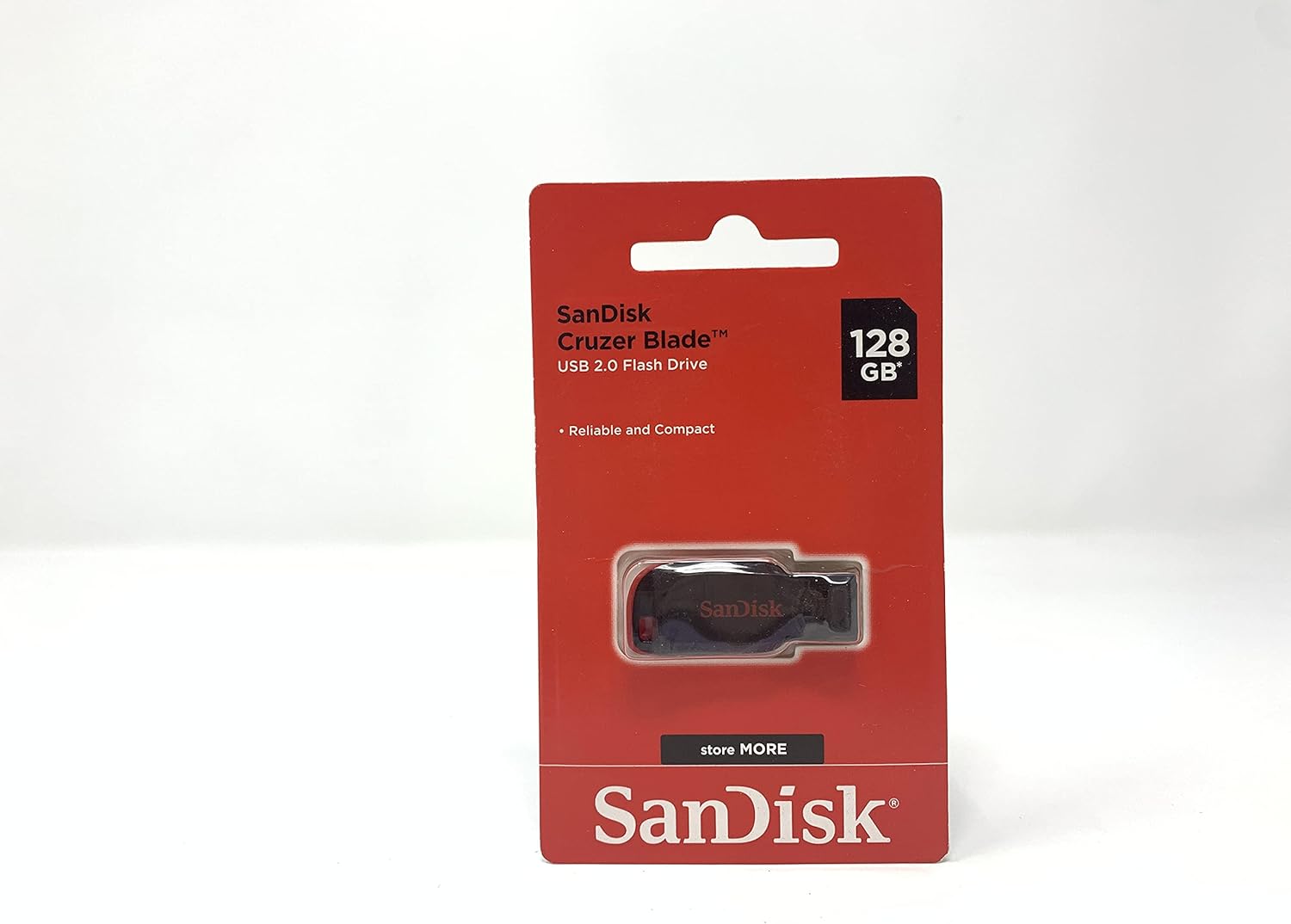 SanDisk Cruzer Blade USB Flash Drive, 128 GB, Black/Red (SDCZ50-128G-A46)
