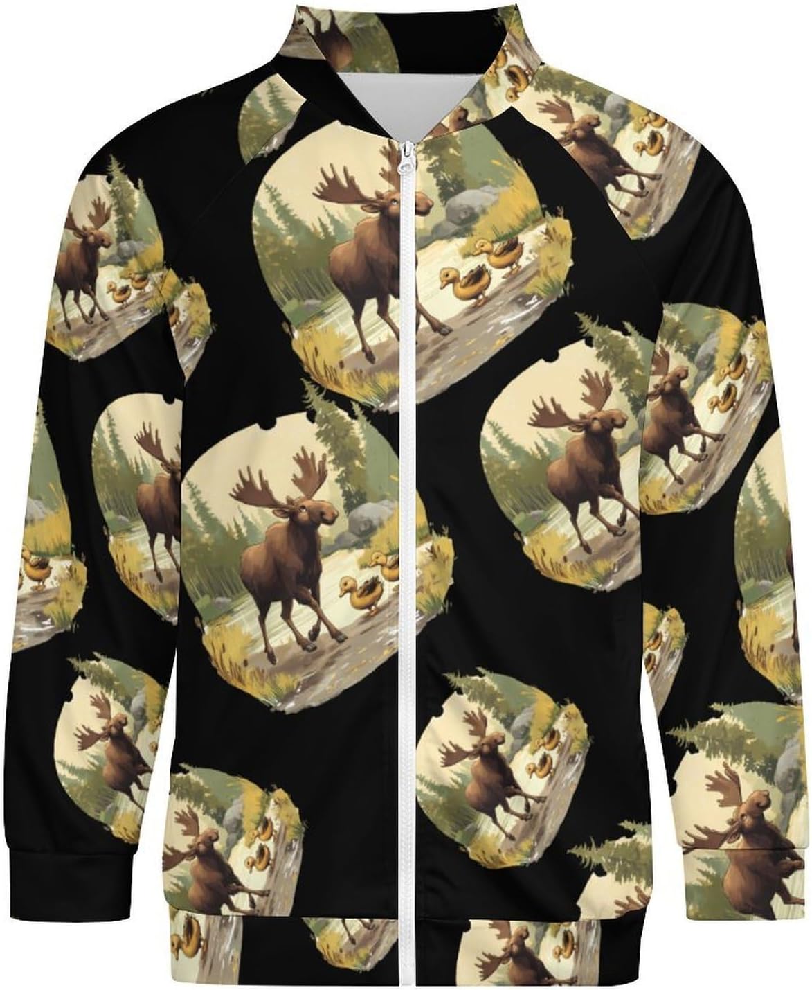 Duck Moose Men's Zip Up Sweatshirt Casual Sweater Jackets Long Sleeve Tops Lightweight Coat