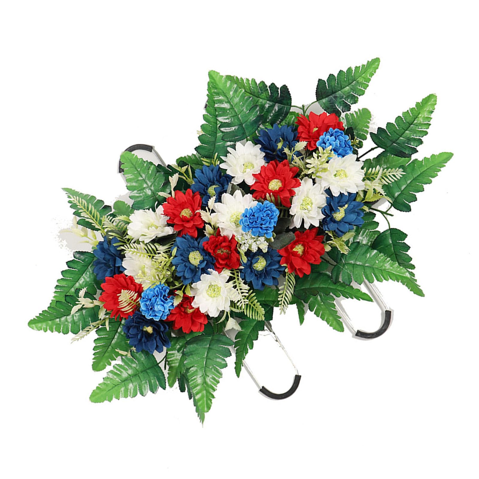 Oxxggkao Realistic Artificial Cemetery Flower Bouquets Weather Resistant Memorial Grave Bouquets for Graveyard Tombstone Memorial Cemetery