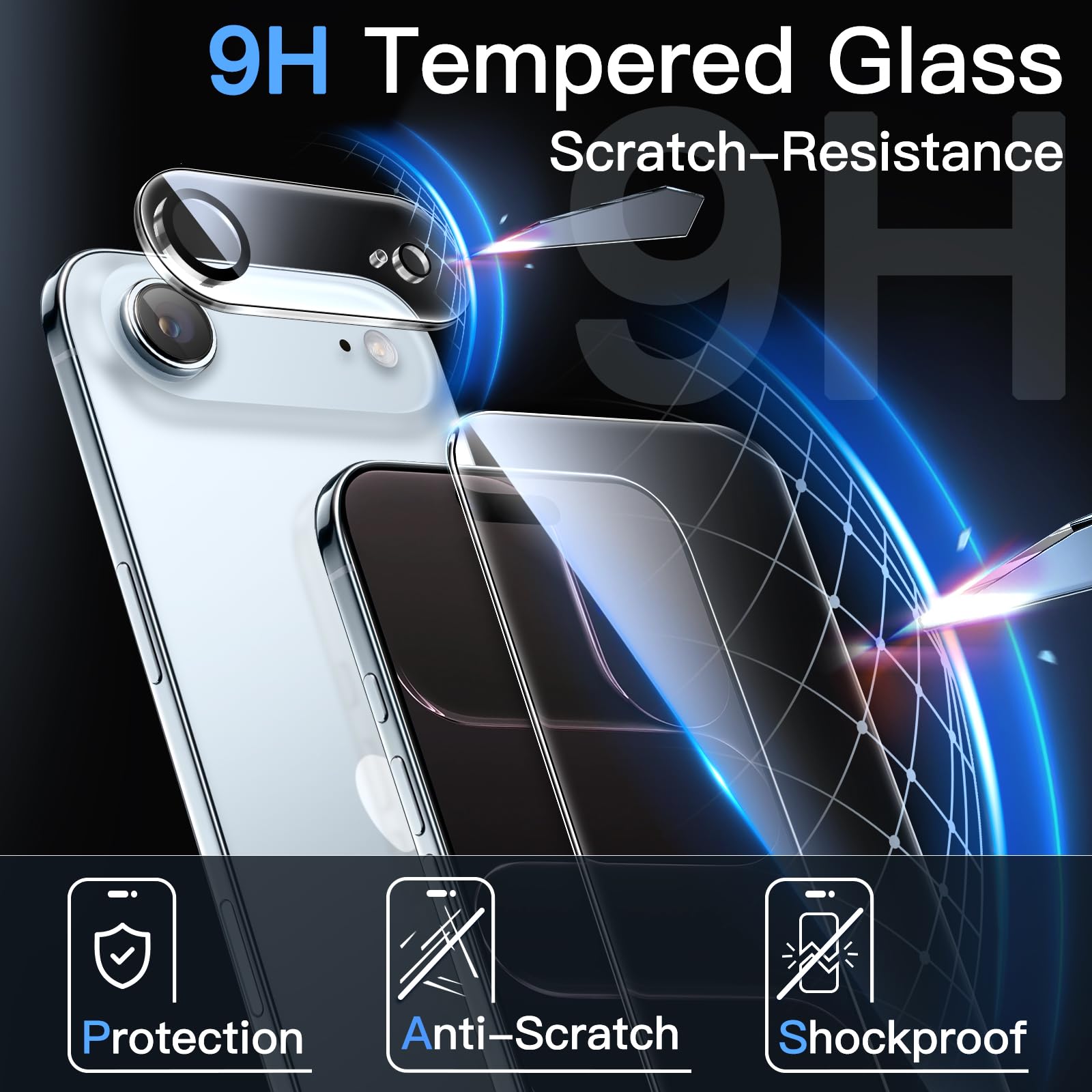 JETech Pellicola Protettiva per iPhone 17 Air con Protezione Obiettivo Fotocamera, Strumento Installazione Facile, 9H Durezza Vetro Temperato Film, HD Chiaro, Pacco da 2 Ciascuno