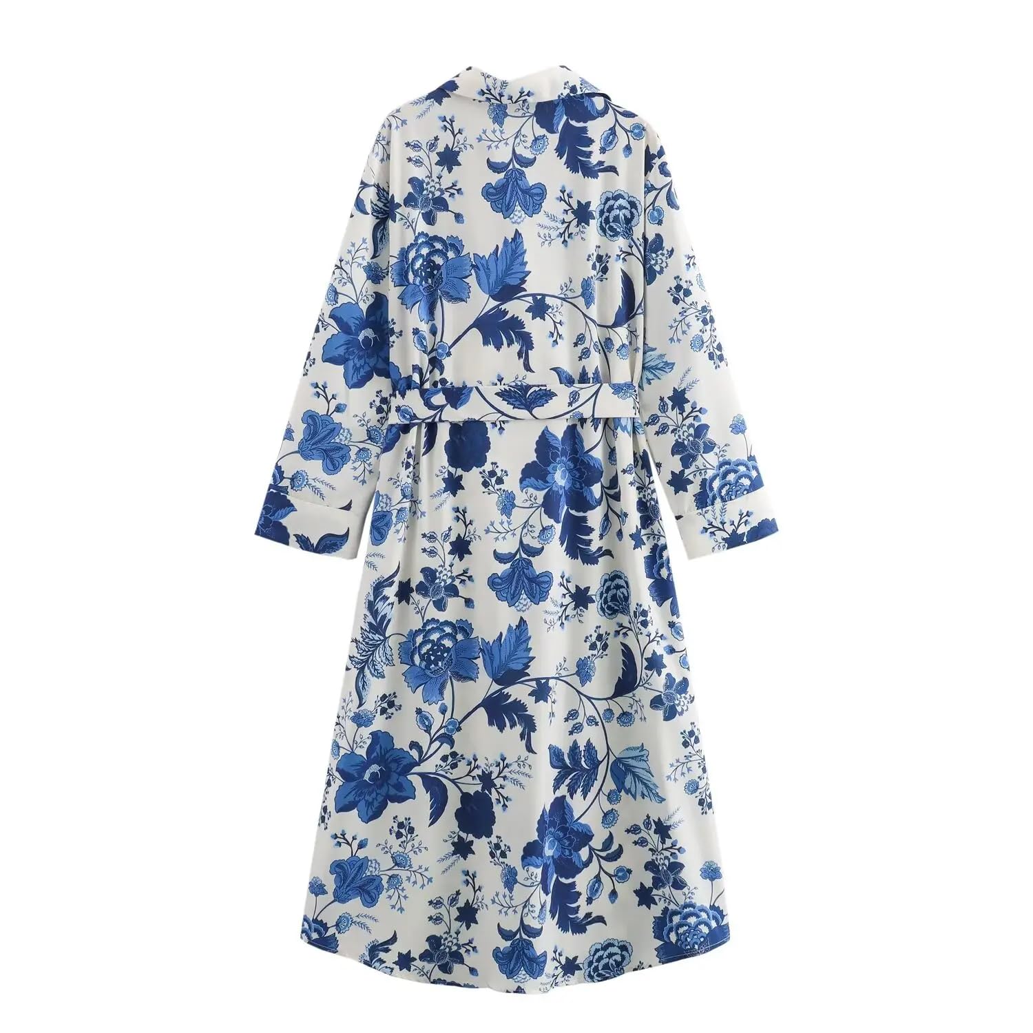 Vestido de verano holgado para mujer, con cinturón, estampado floral, mangas 3/4, vestido largo midi
