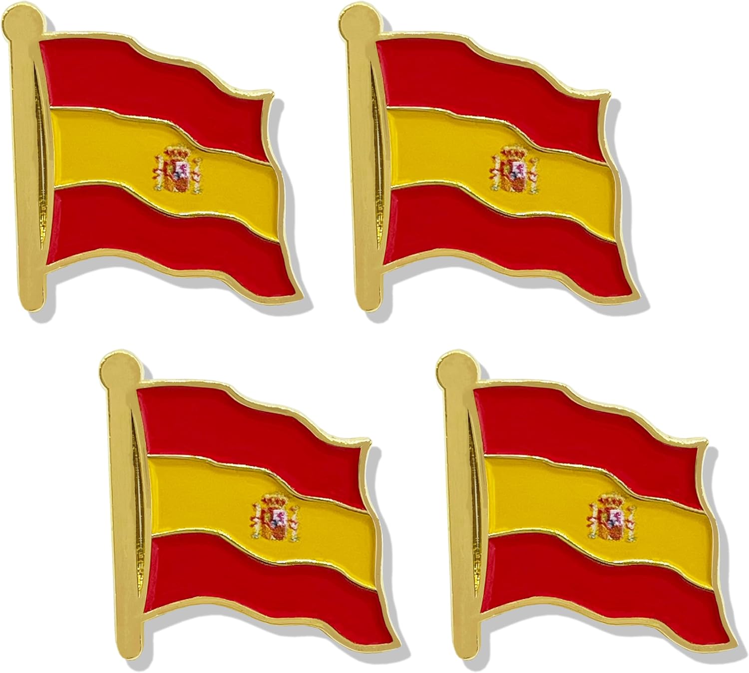 stidsds Spain Flag Pin - Spain Flags Pins Lapel Spanish Flag Enamel Lapel Pin Men Women Suit & Waving Patriotic Metal Badge Souvenir Hat Backpacks Decoration(4 Pack)