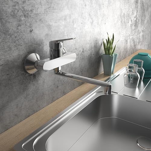 Ideal Standard - Cerabase, Miscelatore cucina monocomando a parete, Bocca di erogazione orientabile a 360°, Cromato - 4