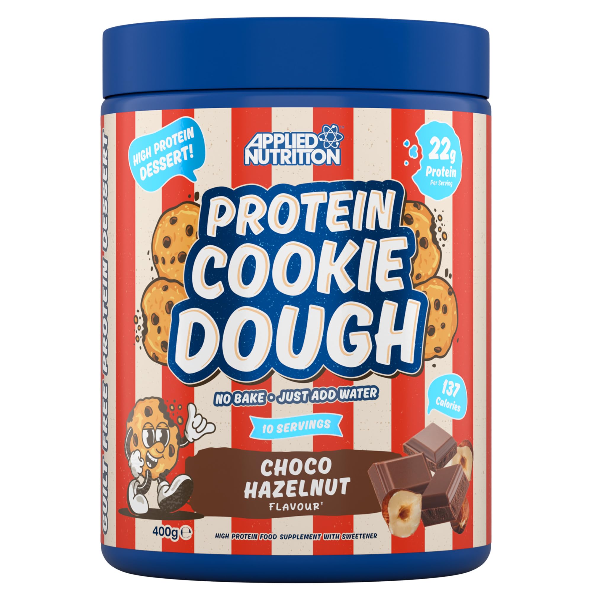 Applied Nutrition Protein Cookie Dough 400g – High Protein Snack, Over 22g of Protein Per Serving, Ready-to-Eat– Low Calorie, Healthy Treat (400g – 10 Servings) (Choco Hazelnut)