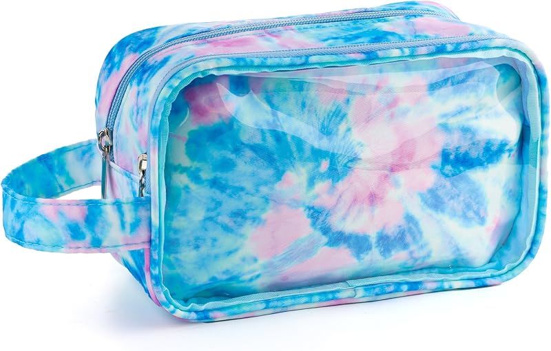 Necessaire infantil Vipdeal com zíper, poliéster, estampa Blue Tie Dye e 1 unidade