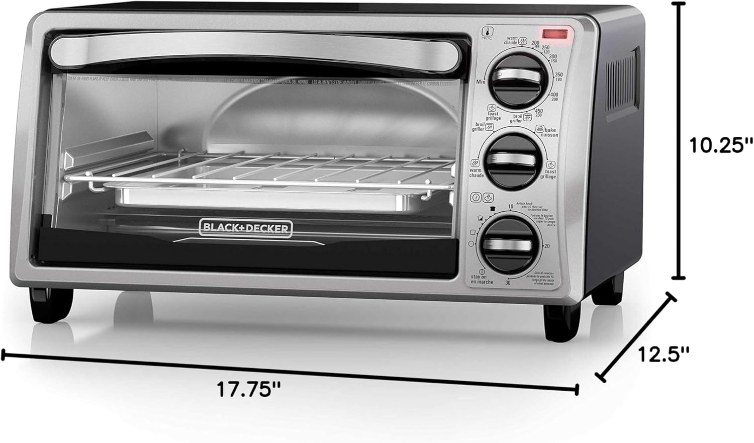 COMMERCIAL CHEF 0.6 Cubic Foot Microwave with 6 Power Levels, Small Microwave with Grip Handle & BLACK+DECKER 4-Slice Toaster Oven, TO1313SBD, Even Toast, 4 Cooking Functions Bake