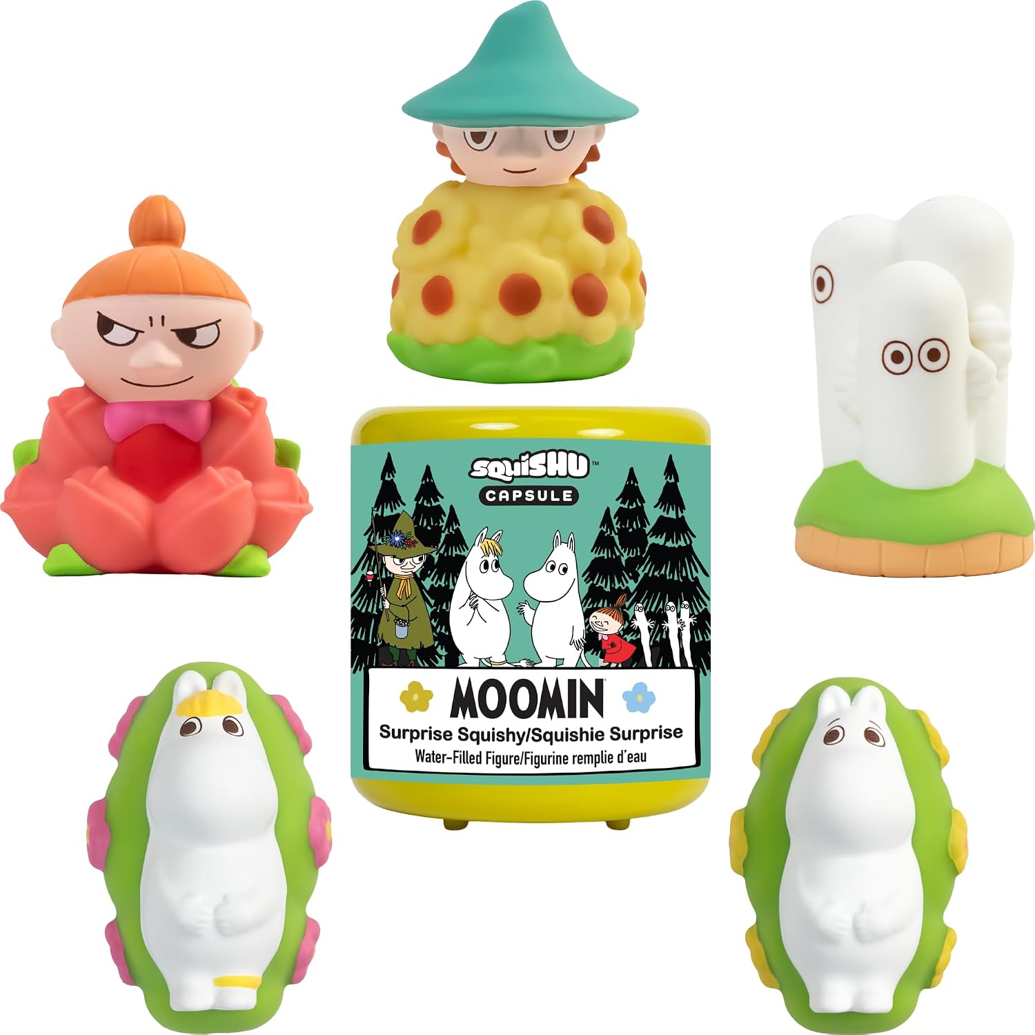Hamee Moomin SquiSHU Capsule [Series 1] Cute Squishy Collectible Figurine [Birthday Gift Bags, Party Favors, Gift Basket Filler] for Adults and Teens - 5 Pc.