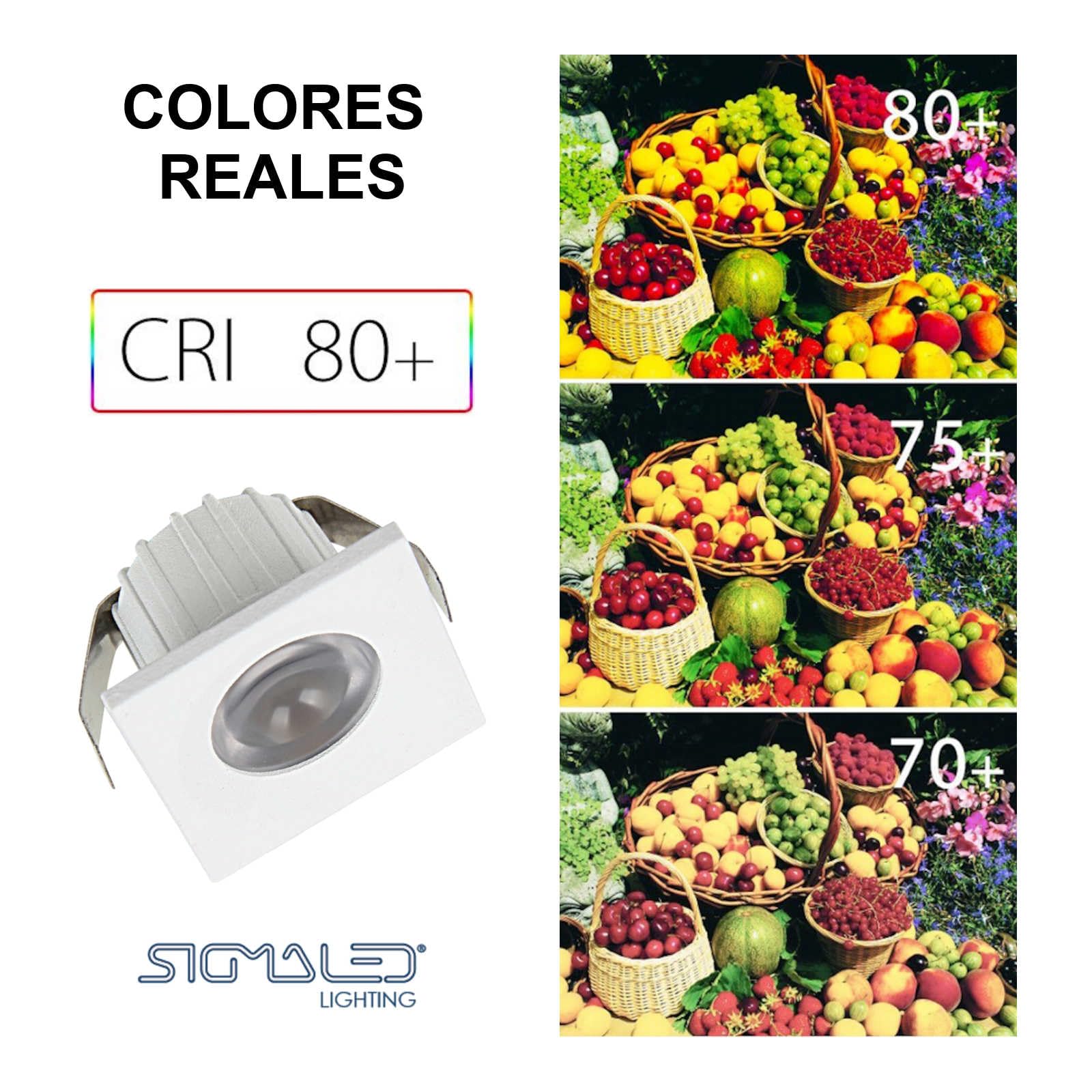 SIGMALED LIGHTING, MINI FOCO LED 3W, Dimmable, 300lumen, Luz Fría 6000K, Spot empotrable CUADRADO, 220V/240V, Driver NO NECESARIO, 35x35x25mm, 10 Focos