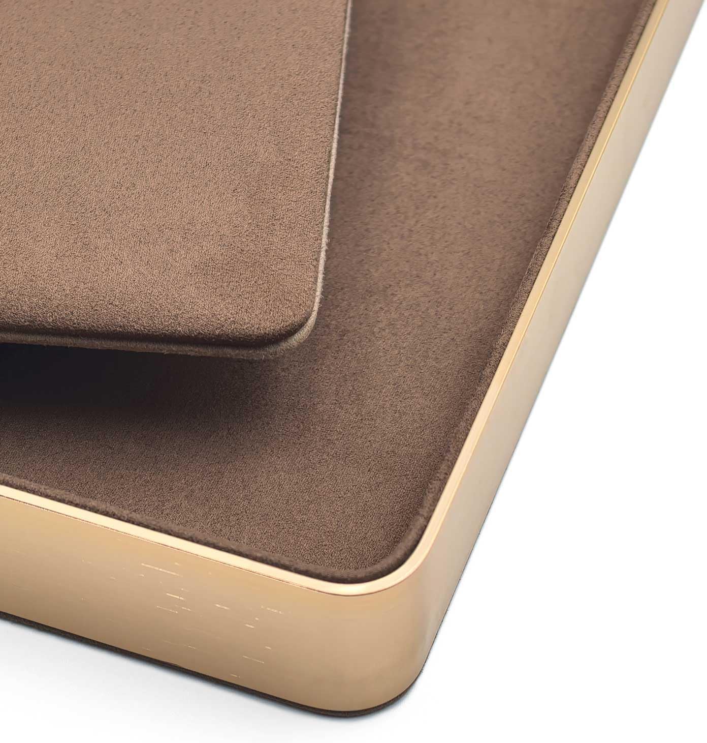 Metal Jewelry Tray, Valet Tray, Bedside Table and Desktop Organizer. It is Stackable and can be Used to Display Watches, Rings, Earrings and Bracelets（Brown）