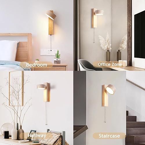 Miniatura 6 de Lámpara de lectura LED Vintage de pared - Aplique de Piedra Natural con brazo giratorio, Cadena, lámpara pequeña moderna de mediados de siglo para