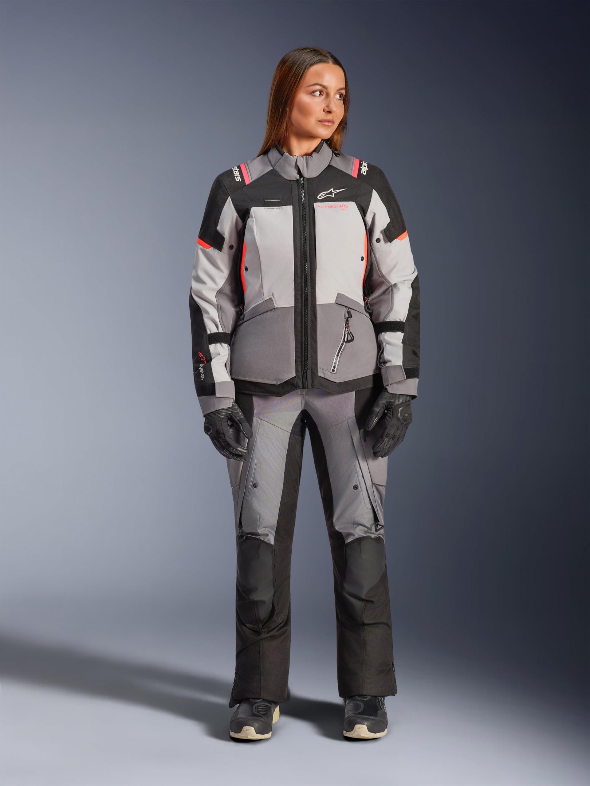 Alpinestars Stella Andes V4 Drystar imperméable dames moto textile veste, dunkelgrau/schwarz/orange, 3XL