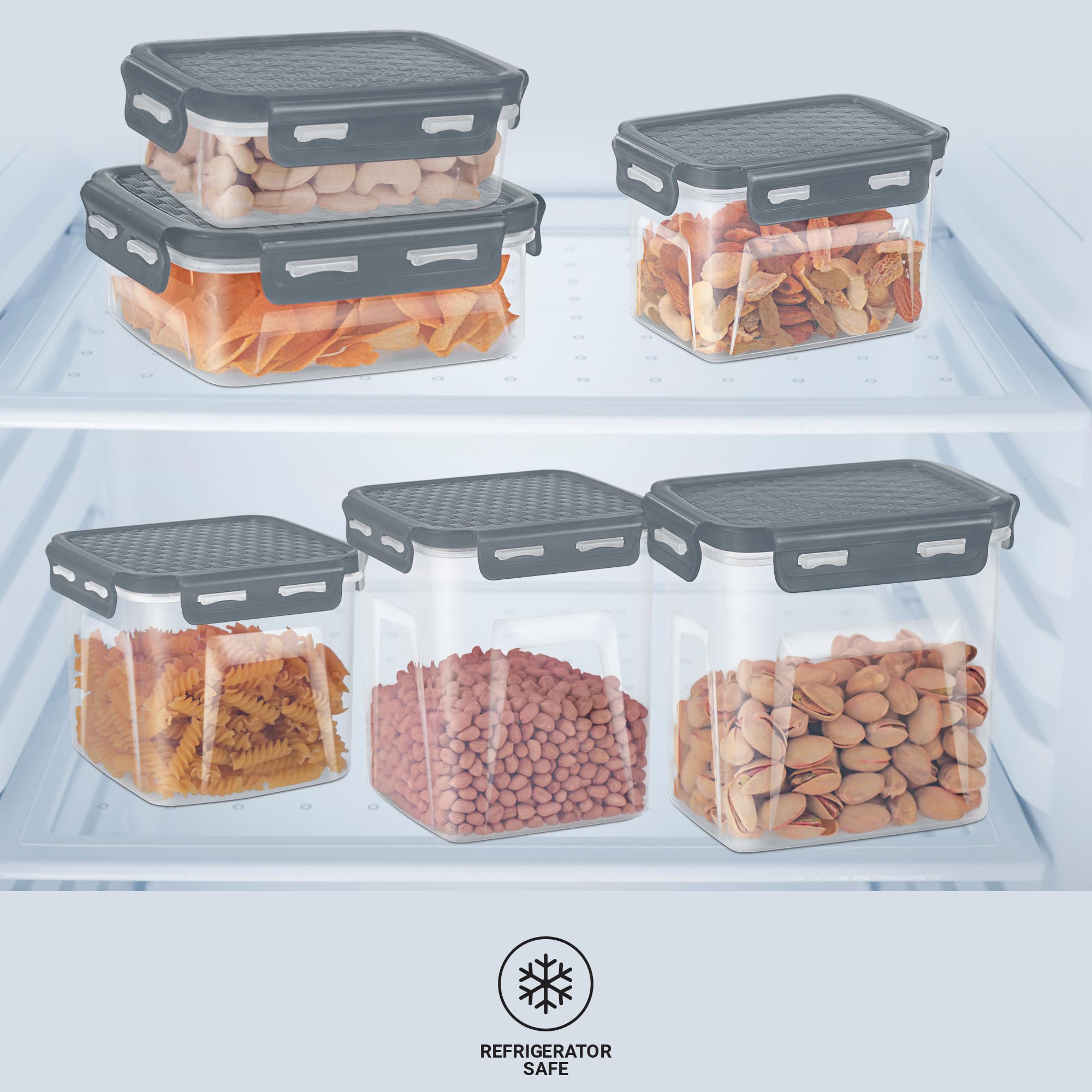 MILTON Lock It Modular Kitchen Container Setof 4, 2490 ml each I Airtight Lid | BPA-Free Food Grade | Four Side Lock Lid I Transparent, Stackable I Dishwasher Safe I Ideal for Atta, Rice, Flour — Amazon image 6