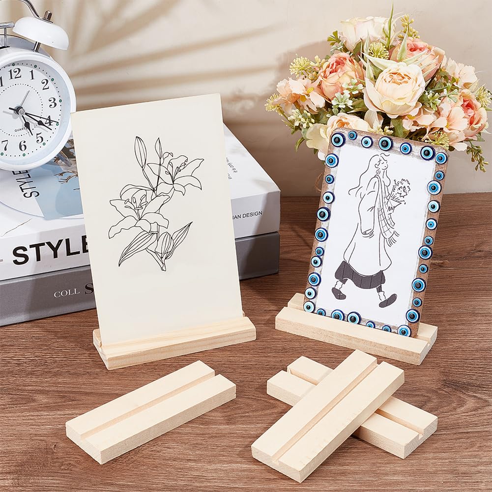 OLYCRAFT 10 Stück Tischkartenhalter Aus Holz Mit 6 mm Schlitz Schilderhalter Mit Holzsockel 12.7x4.5x1.2 cm Tischnummernständer Aus Holz Für Tischnummernschilder Hochzeitsfeiern Und Veranstaltungen