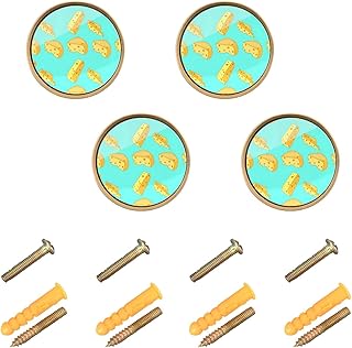 4 Pack Cabinet Knobs, Cheese 1-1/4 Inch Round Zinc Alloy Drawer Pulls, Scratch-Resistant Furniture Dresser Knobs with Screws for Home Kitchen Drawers Closet Doors