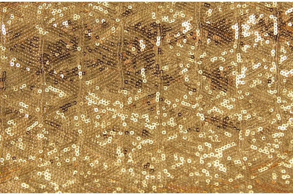CVL 50 Pk, Diamond Glitz Sequin Table Runner Approx. 12"x108" Edge: Serge - Gold
