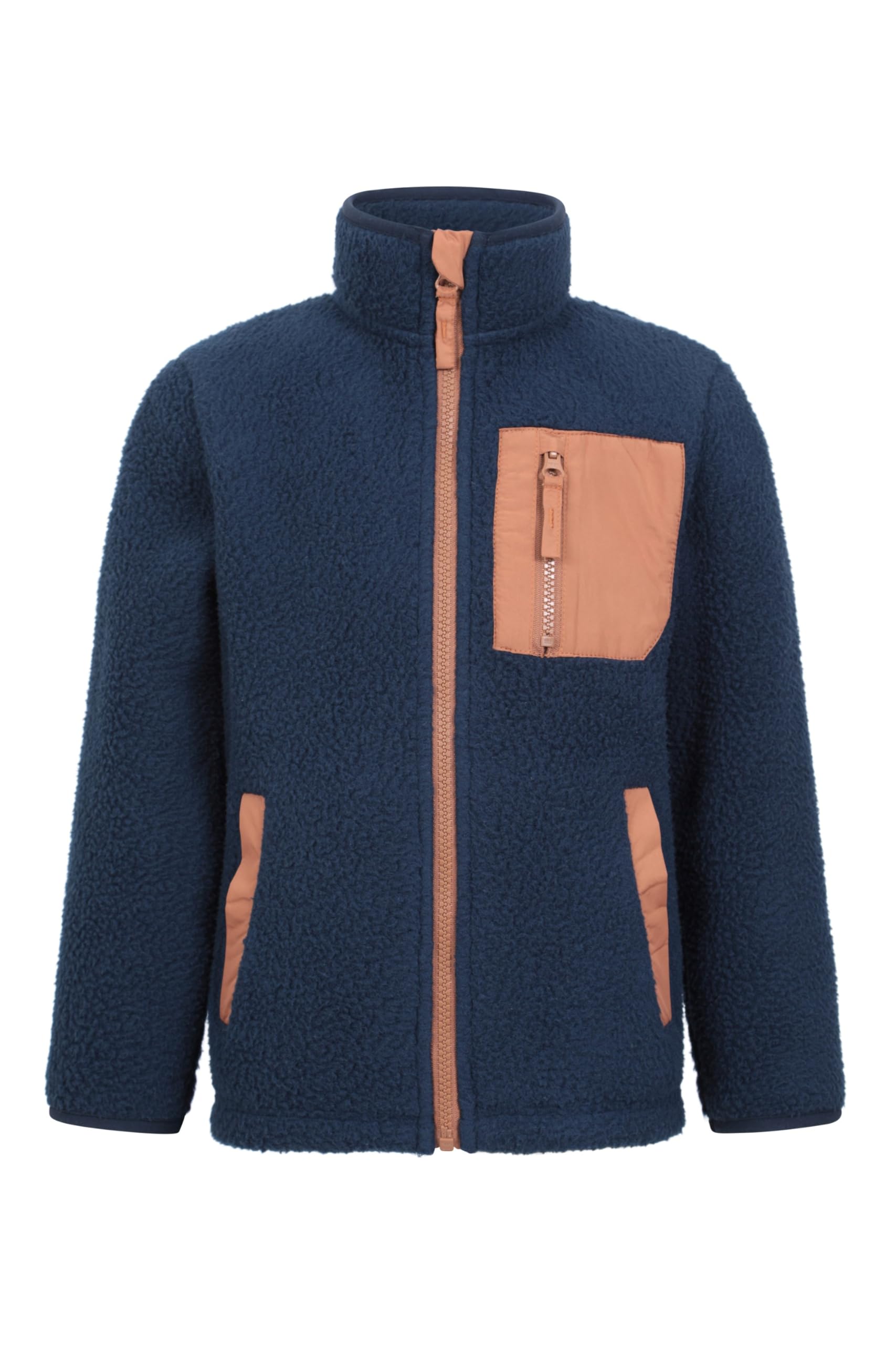 Mountain Warehouse Atlas Kids Zip Borg Fleece - Warm & Cosy Sweathshirt with Front Pockets, Boys & Girls - Best for Spring Summer, Camping, Outdoors, Travelling & Hiking Navy Kids Size 9-10 Years