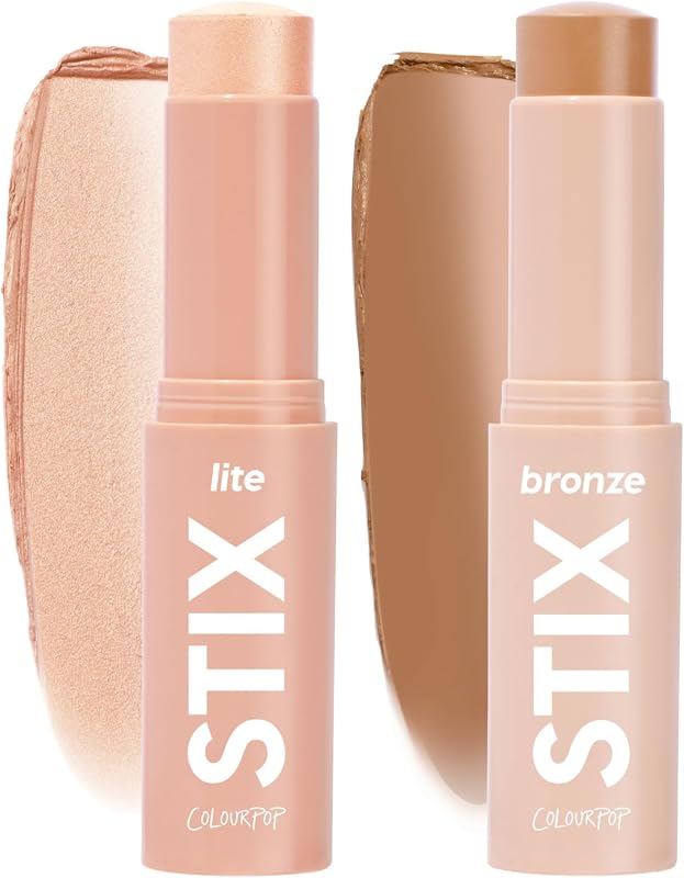 Sunny Glow Makeup Kit - Cream Bronzer Stick + Cream Highlighter Stick - Makeup Set for Buildable Glow, Contouring & Sunkissed Definition - Vegan & Cruelty-Free (2 Count)