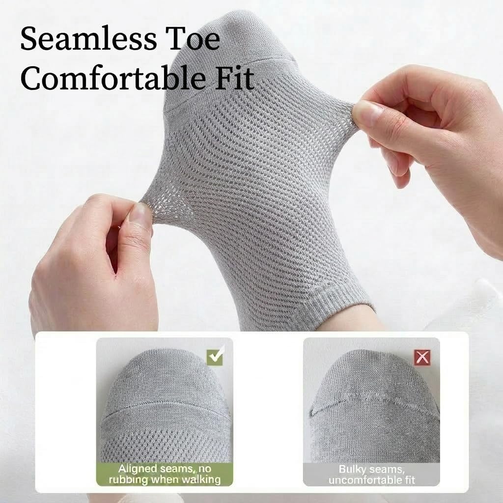 Disposable Ankle Socks, Breathable Mesh Combed Cotton Socks for Men Women (One Size:5-11)