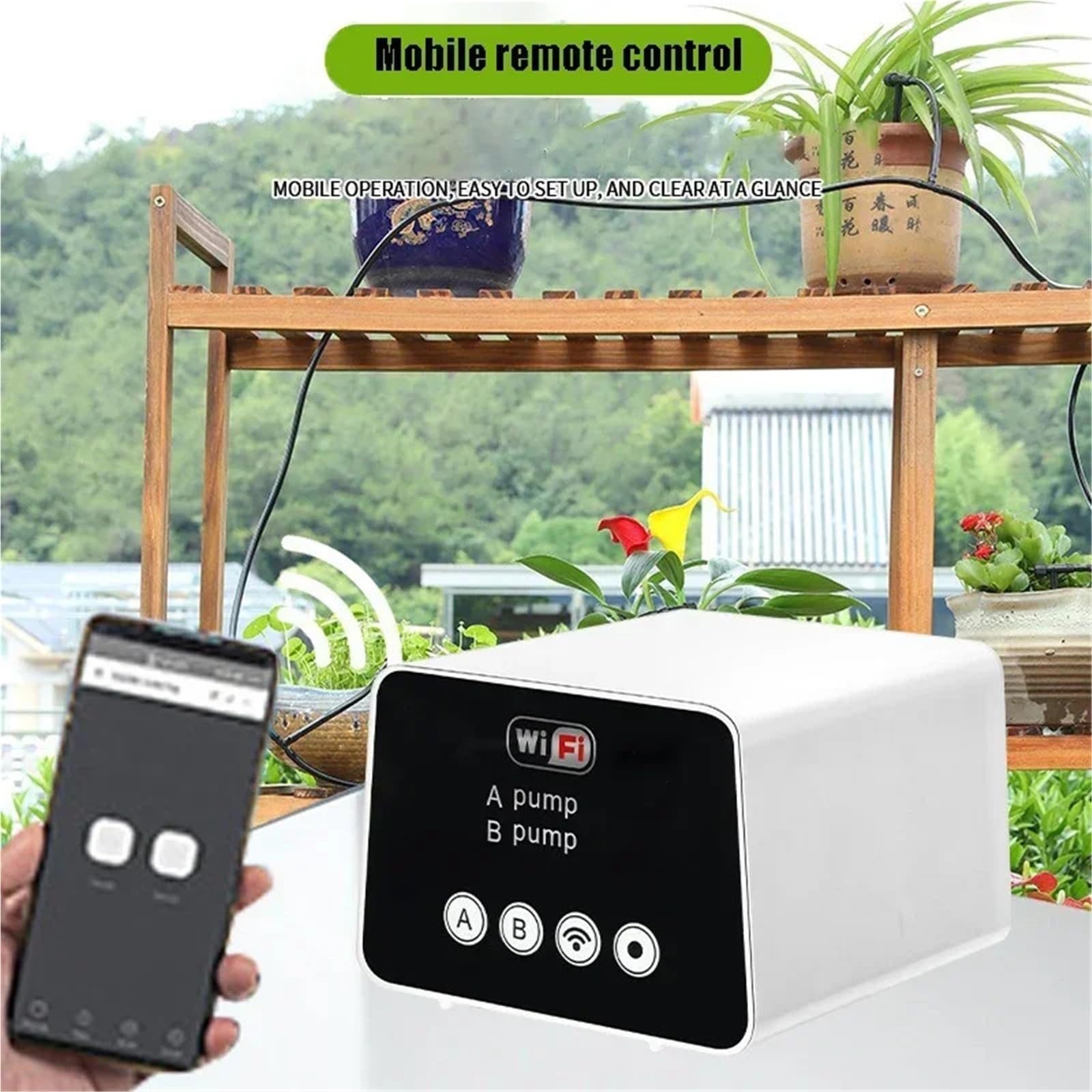Zegar nawadniania, Inteligentne urządzenie do podlewania WIFI Podwójna pompa Czasowa, automatyczny, regulowany System czasowy nawadniania kropelkowego Kontroler Wi-Fi ogrodu