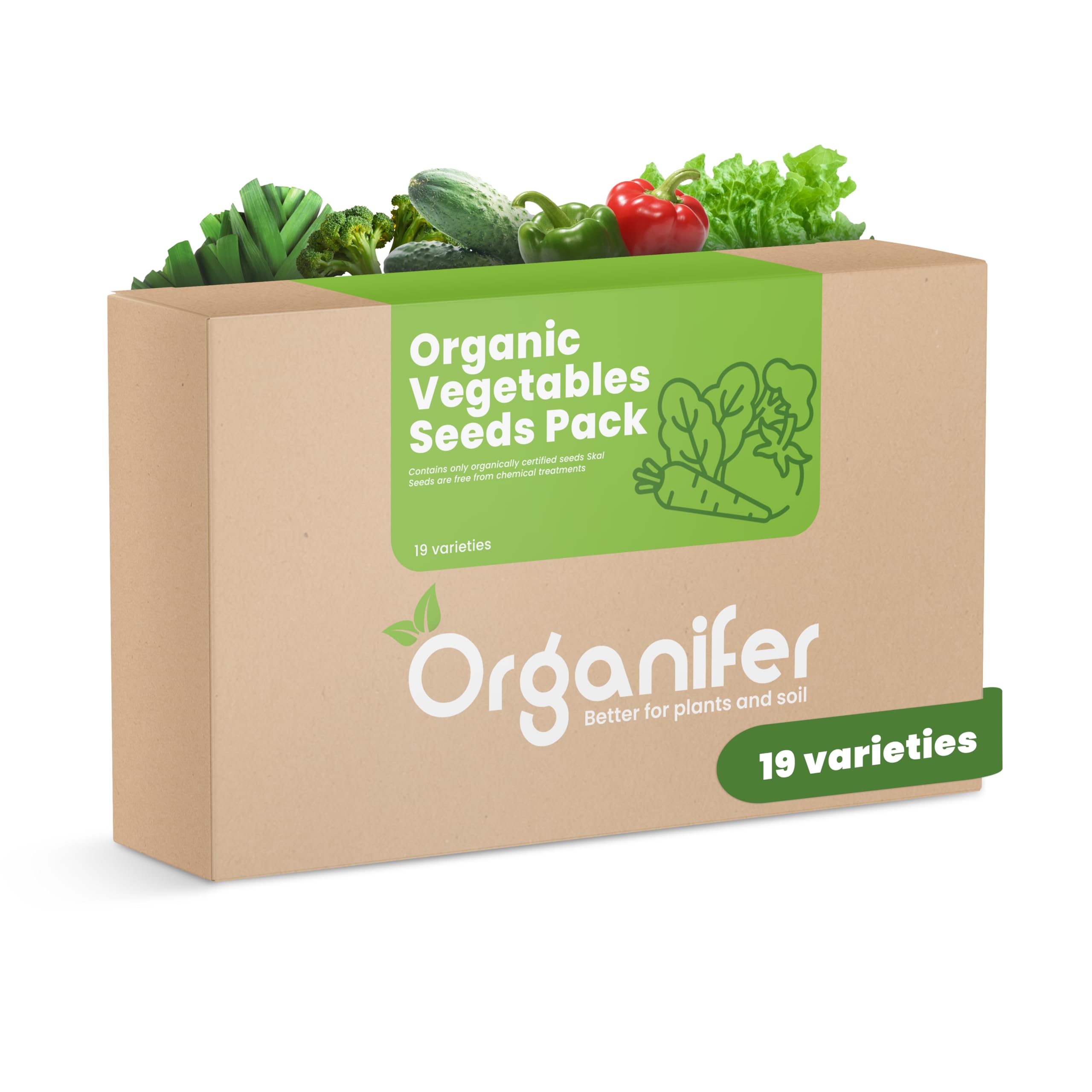 Organiczny Pakiet Nasion Warzyw | Nasiona Pomidora - Nasiona Ogórka - Nasiona Papryki - Nasiona Papryki - Nasiona Cukinii - Nasiona Organiczne - Organifer