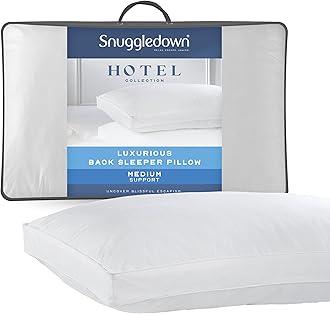 Snuggledown Hotel Collection Back Sleeper Pillow - Supportive & Breathable Boxed Pillow for Back Sleepers | Cotton Cover, UK-Made, Non-Allergenic, Machine Washable (43 x 69cm)