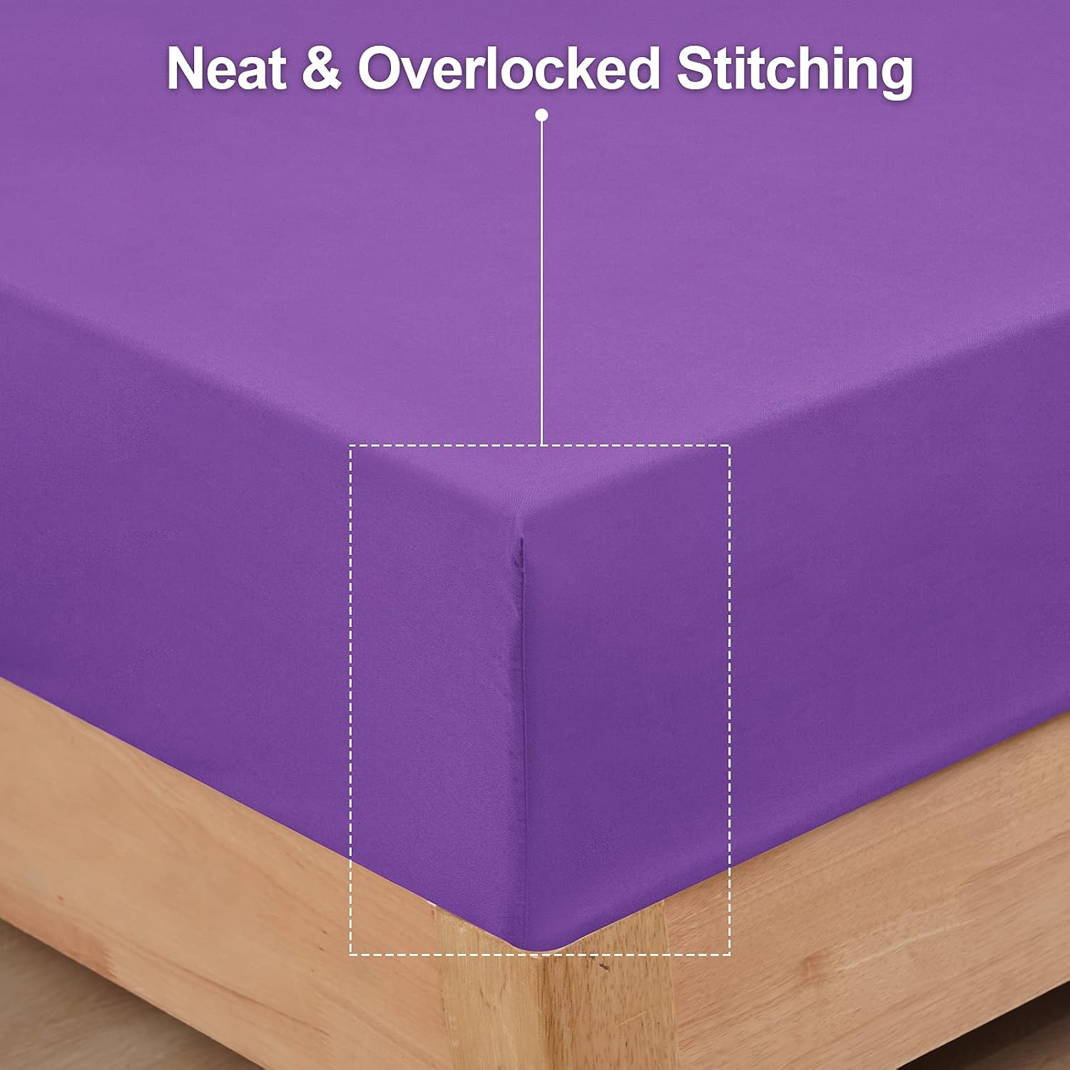 PHF Bedding Queen Fitted Sheet - Bottom Sheet - 1 Piece Silky Breathable Comfy Sheet with 16'' Deep Pocket - Soft Microfiber Wrinkle and Fade Resistant, Purple