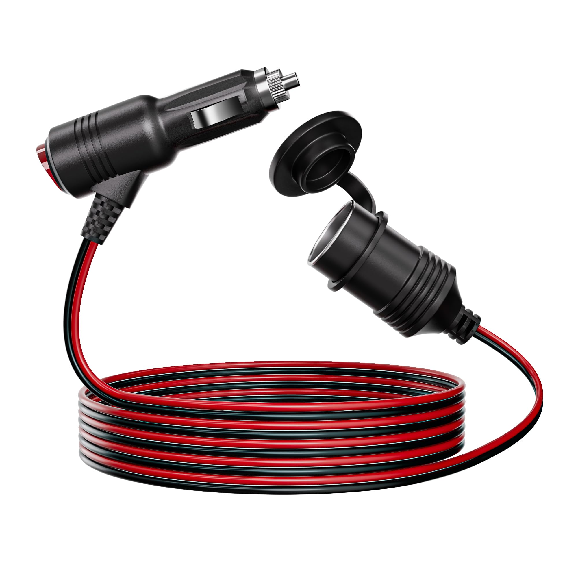 12V Zigarettenanzünder Verlängerungskabel mit Schalter – Kfz Adapter Stecker auf Buchse – Zigarettenanzünder Verlängerung für Auto Kühlbox, Wohnmobil & Camping – robuste 12V Verlängerung