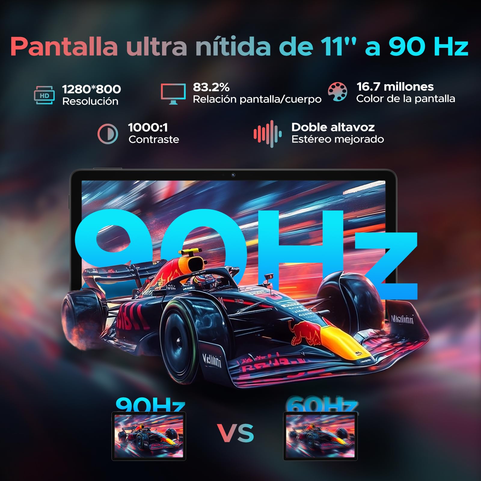 U11 Pro Android 16 Tablet 11 Pulgadas, 30GB RAM+256GB ROM/2TB TF, Tablet Gaming Octa-Core, HD IPS 90Hz, 8580mAh Batería, WiFi 5/ Widevine L1/ 13MP+5MP/Face ID/GMS/3.5mm Jack Tablets para Niños