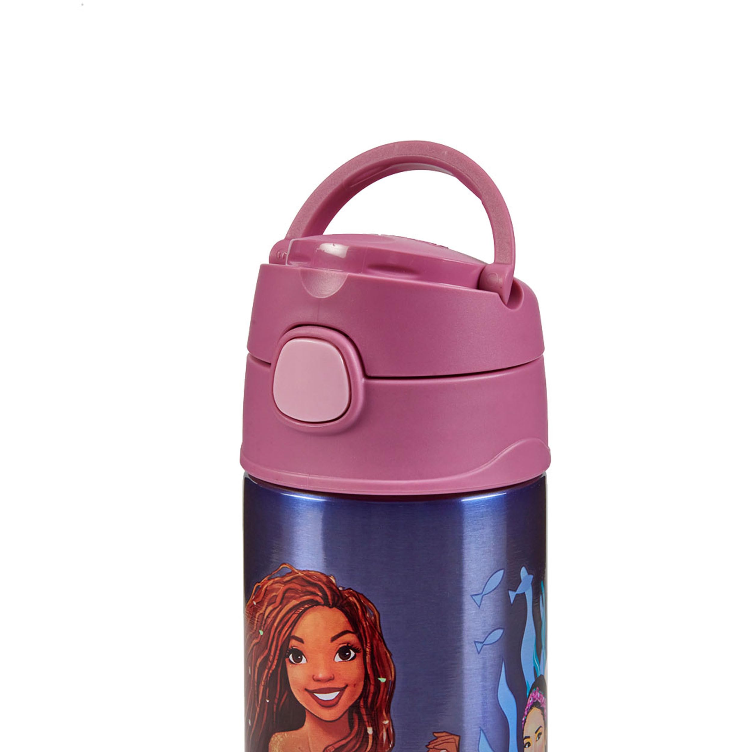 Thermos, The Little Mermaid Water Bottle (355ml), BPA Free, Stainless Steel, Spill Proof, Pop-Up Straw - Image 2